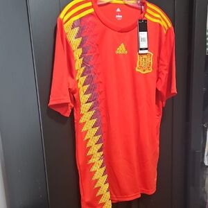 Adidas Red and Yellow Graphic Men's Jersey